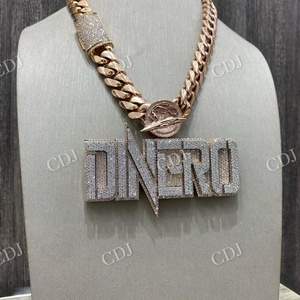 ฮิปฮอปชุบทอง S925เงินตัวอักษรจี้ dinero เย็นทั้งหมดเครื่องประดับอัญมณีเฉพาะบุคคลใช้ได้ทั้งชายและหญิง - Product Image 1