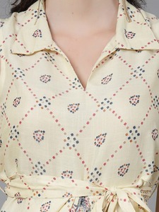 Women's Readymade Ethnic Motifs Printed Dhoti Styled <b>Dress</b> Shirt Collar Sleeveless Designer Indo Western A-Line Silhouette - Product Image 5