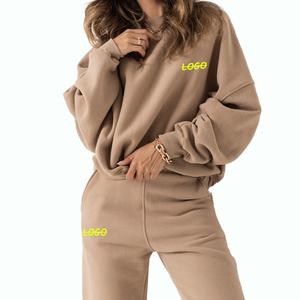 Sweats à capuche imprimés et brodés pour femmes sweat-shirt surdimensionné logo personnalisable en usine épaule tombante 2 pièces - Product Image 1