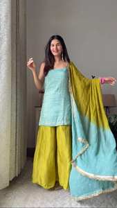 Combinaisons Salwar en soie chinon pour les occasions festives - Product Image 3