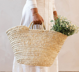 Panier tressé tendance, panier de courses, paniers français, panier marocain, panier en paille, sac de plage - Product Image 1