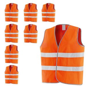 8 gilet di sicurezza riflettenti arancioni ad alta visibilità Giacca riflettente 360 ° abbigliamento di protezione sul posto di lavoro taglia unica - Product Image 1