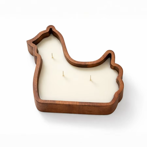 Portavelas Decorativos para el Hogar, Hechos a Mano, Ecológicos, en Forma de Gallo, Recipiente Vacío de Madera de Mango para Decoración Navideña - Product Image 1