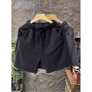Pantalones cortos desgastados lavados, pantalones cortos deportivos de cintura elástica con cordón informal de nuevo estilo de verano 2025 con bolsillos - Product Image 2