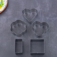 Ensemble d'emporte-pièces en acier inoxydable 5 pièces emporte-pièces rectangulaires ronds en forme de coeur pour outils de cuisson