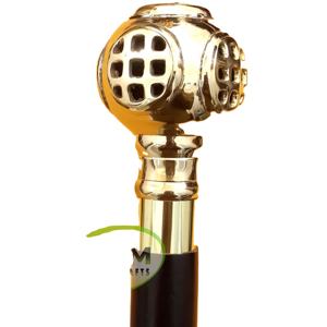 Bastón de madera de alta calidad con mango dorado de latón, bastón para caminar de madera con mango de latón - Product Image 1