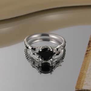 Bague de fiançailles Jeulia Vintage Midnight Black Butterfly Diamond en argent sterling - Product Image 4