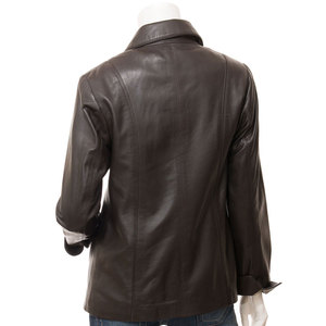 Veste en cuir pour femme, automne-hiver, avec col montant et tissu satiné, design multi-poches, coupe-vent et imperméable - Product Image 2