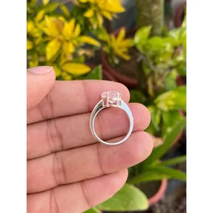 Natural Rose Quartz Heart Cut <b>Ring</b> 925 Sterling Silver Handmade Gemstone Jewelry Wholesale Supplier - Product Image 4