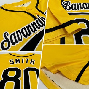 Camiseta de béisbol auténtica amarilla negra-blanca personalizada - Product Image 2