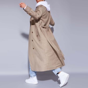 Gabardina de cuero personalizada de alta calidad para mujer, abrigo informal a la moda, el mejor abrigo de calle, chaquetas de manga larga para mujer para niñas - Product Image 3