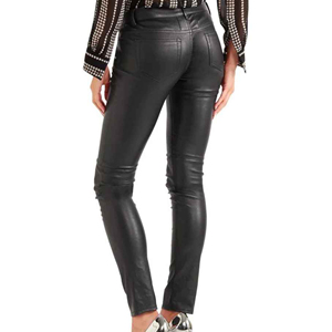Factory Supplier High Waist PU Leather Women Cargo <b>Pants</b> Vintage Brown Full Length Waterproof Breathable Windproof Skinny Fit - Product Image 3