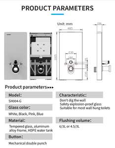 Armoire dissimulée, réservoir <span class=keywords><strong>suspendu</strong></span>, mécanisme de <span class=keywords><strong>chasse</strong></span> d'eau de toilette moderne en céramique, réservoir en verre - Product Image 6