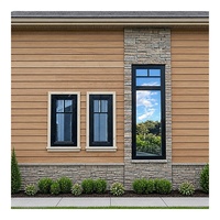 Ventana Abatible Moderna de Aluminio con Rotura de Puente Térmico para Exteriores, Triple Vidrio Aislante, Antirrobo, Resistente a la Carga del Viento, Estilo T-Grid