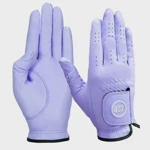 紫色高尔夫手套可定制手掌软皮定制男装套装男女通用定制标志风格手高尔夫手套