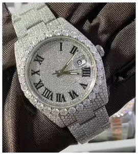 Montre de luxe pour homme avec diamants Moissanite, mouvement à quartz, en acier inoxydable, idéale pour les réunions, les événements et les cadeaux - Product Image 3