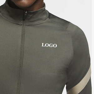 Survêtement ajusté à fermeture éclair, couleur unie, pour hommes, service OEM, manches longues, mélange coton et polyester, respirant/pantalon ajustable - Product Image 3