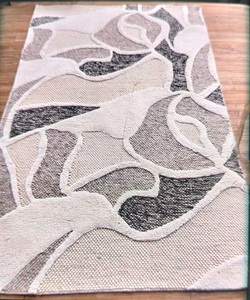 ชุดพรมปูขนสัตว์แบบห่วงที่ทันสมัย | ทำด้วยมือในอินเดีย | ผ้าทอทรงแบนเป็นศูนย์สีทึบสำหรับตกแต่งบ้าน - Product Image 4