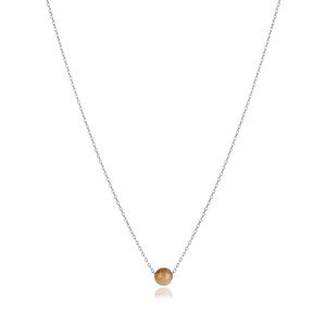 Collar con Colgante de Piedra Citrina Redonda de Diseño Moderno, Joyería de Plata de Ley 925 Hecha a Mano para Compromiso y Boda - Product Image 5