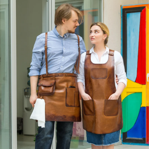 Tablier en cuir marron pour homme Tablier de travail fait main pleine fleur avec poches pour barbecue, cuisine, atelier et artisanat durable et robuste - Product Image 6