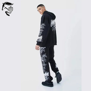 Chándal de hombre de algodón pesado 100% personalizado con Sudadera con capucha pantalones de chándal logotipo serigrafiado en el lateral talla XXL para el invierno - Product Image 2