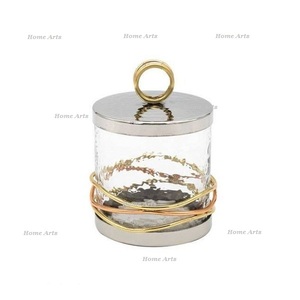 Superior Quality <b>Glass</b> Sweets Jar With Marble Lid Round Shape Customized Size Tea Sugar Storage Box In India - Product Image 5