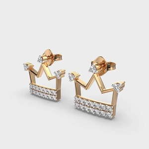 Boucles d'oreilles à motif de feuille d'or rose et de diamant les plus vendues Élégance inspirée de la nature pour les célébrations du printemps pour l'approvisionnement en gros - Product Image 2