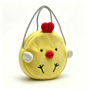 Sac fourre-tout en peluche poussin jaune personnalisé, Sac à main en peluche poussin jaune rond, Sac à main en peluche poussin, Adorable poussin en peluche - Product Image 3
