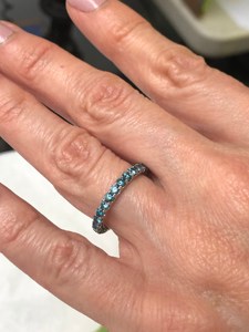 1.20 Ct -1.55Ct Full Eternity <b>Blue</b> Diamond Wedding Band, Stacking Pave Diamond <b>Ring</b>, Eternity <b>Ring</b> for Women 10k White Gold - Product Image 5