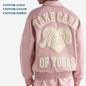 Chaquetas universitarias Estilo Vintage para hombre con parche bordado de chenilla personalizado chaquetas de béisbol y bombardero de manga de cuero al por mayor - Product Image 2