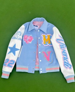 Chaqueta Varsity Unisex al por Mayor, Estilo Letterman, Vintage, de Invierno, con Logotipo Bordado Personalizado, de Poliéster/Algodón, Acolchada y Resistente al Viento - Product Image 5