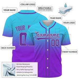Maillot de baseball unisexe de haute qualité à col en V et manches courtes pour adulte, respirant, séchage rapide, imprimé, 100 % polyester, extensible dans quatre directions - Product Image 4
