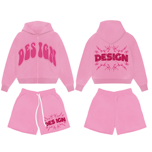 Custom Tracksuits for Men Zip up Hoodie and Short <b>Set</b> Cotton French Terry Men's Custom Two Piece Hoodies and Jogger <b>Sets</b> - Product Image 4