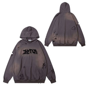 เสื้อฮู้ดสวมหัวแบบลำลองของผู้ชายเสื้อสเวตเชิ้ตปักลายด้วยตัวเองทรงหลวมพอดีตัวสำหรับฤดูหนาวสไตล์ไฮสตรีท - Product Image 6