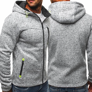 OEM personalizado de los hombres 100% de algodón de lana con cremallera Sudadera con capucha deportiva de invierno antiarrugas de alta calidad al por mayor de diseño sólido con el logotipo forrado - Product Image 2