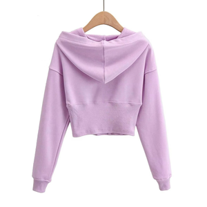Nouveau pull à capuche ample en coton épais pour femme, design crop top, fabrication en gros, prix OEM, mode - Product Image 2