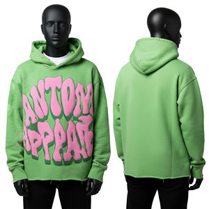 Sweat à capuche doublé surdimensionné pour homme, automne, 400 g/m², 100 % coton, écologique, respirant, impression personnalisée en relief de haute qualité - Product Image 1