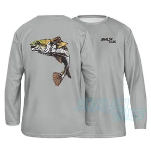 Jersey de pesca sólido sin cuello transpirable de secado rápido, manga larga, goteo, algodón personalizado, estampado, rendimiento, camisa al por mayor - Product Image 6