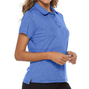 Polo de mujer transpirable con logotipo personalizado de alta calidad, camiseta Polo estampada ajustada de algodón y poliéster para mujer - Product Image 3