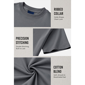 <b>Box</b> Fit 100% Cotton Cropped Oversized T-Shirt for Men Vintage Style Boxy Tee <b>Drop</b> Shoulder Plain Print Streetwear Men's T-Shirts - Product Image 5