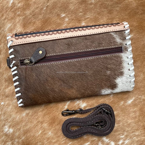 Handmade Tooled Leather Crossbody Wallet <b>Purse</b> for Women Western Hair on Cowhide Floral Card Holder Cell <b>Phone</b> Clutch for Travel - Product Image 4