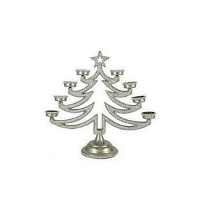 Haute qualité doré arbre de noël Design perforé fer métal chauffe-plat support votif bouteille en verre pour la décoration de la maison - Product Image 3