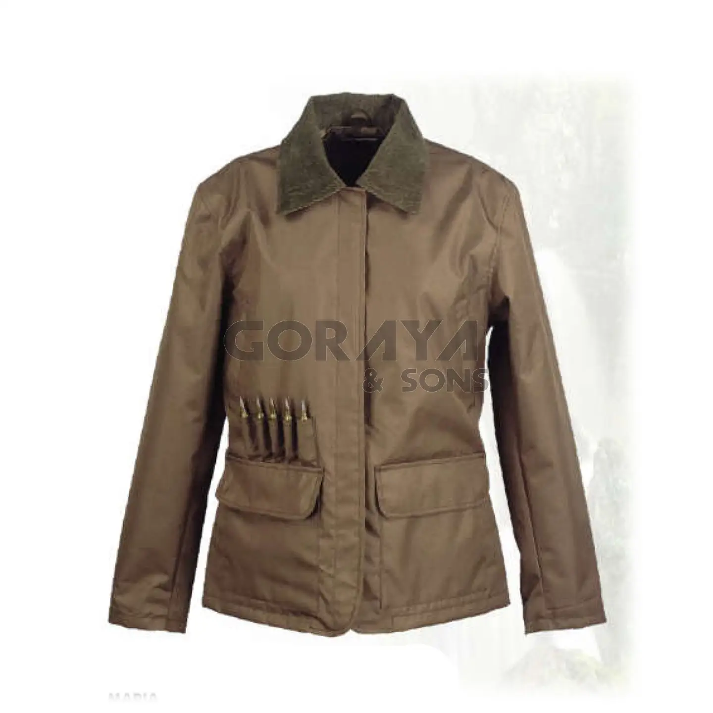 Hunting Clothing Outdoor Ladies Jackets Polyester Nylon Brown Two Button Jackets Wear Cartridge