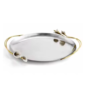 Plateau de service en aluminium plaqué or avec poignée pour la maison, le restaurant et l'hôtel. - Product Image 5