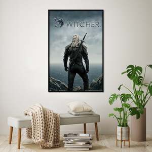 Affiche de la série télévisée The Witcher, sur toile, avec cadre noir, style moderne - Product Image 1
