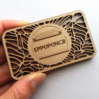 Eco friendly nombre de la empresa logotipo personalizado grabado madera negocio Tarjeta de Identificación de madera