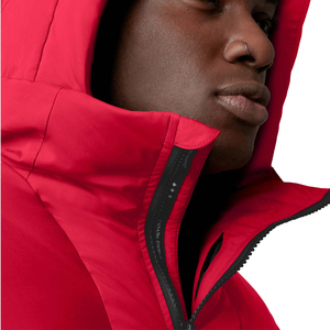 Veste matelassée à capuche rouge personnalisée pour hommes Manteau matelassé à bulles avec poches zippées - Product Image 4