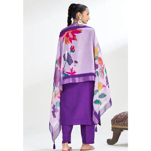 ชุดสวมใส่แบบชนเผ่าของผู้หญิงพรีเมี่ยมชุดเสื้อกางเกงปักลาย Chanderi พร้อมผ้าไหม dupatta Chinon ขนาด S-XXL 42 kurti และ38ด้านล่าง" - Product Image 2