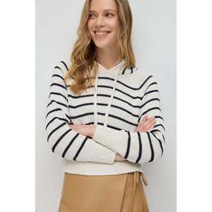 Suéter de Punto con Capucha a Rayas 100% Algodón para Mujer, Transpirable, Estilo Coreano Informal, Largo, con Logotipo Estampado en la Parte Delantera, para Invierno y Otoño - Product Image 1