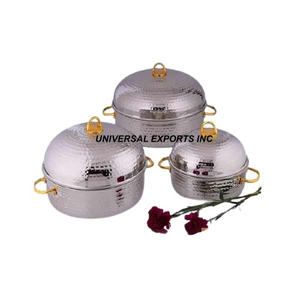 Hotpot de doble pared con acabado dorado, hecha a mano cazuela de excelente calidad, calentador de alimentos de Metal de diseñador superventas - Product Image 3